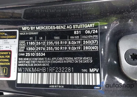 2024 Mercedes-Benz Glc 300 4Matic Suv from USA, damaged, VIN W1NKM4HB1RF232281